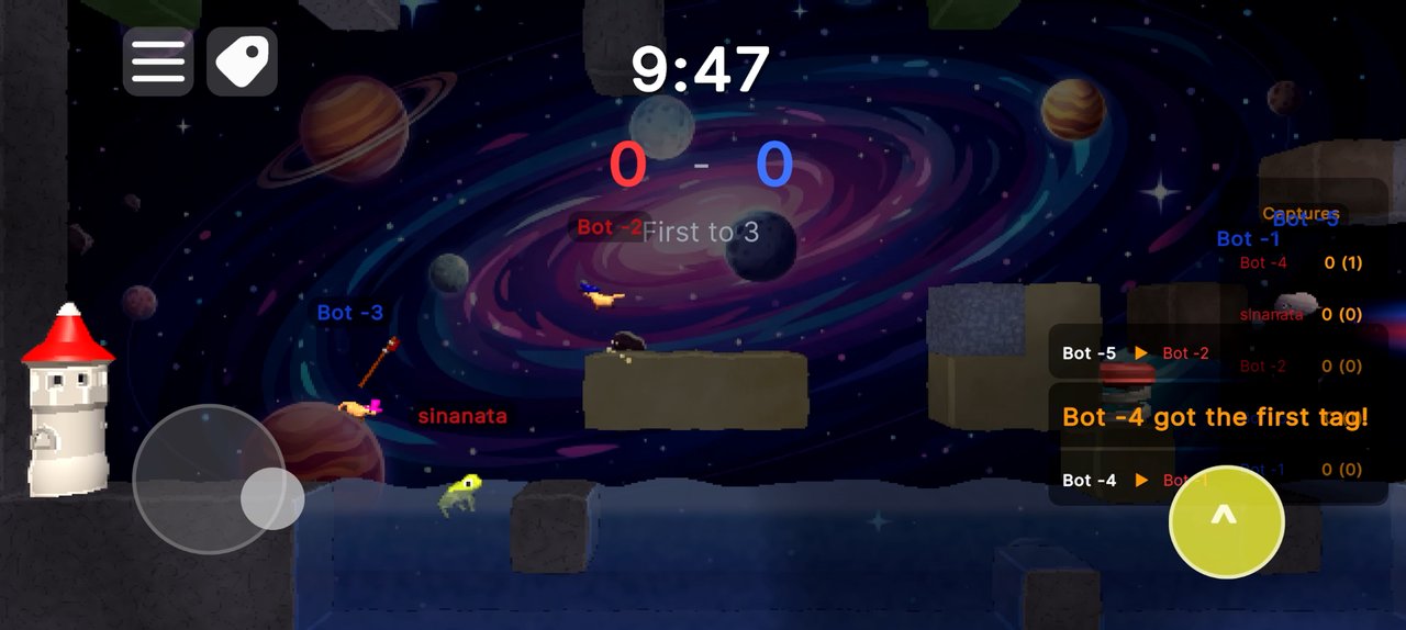 Capture the Flag — red vs blue teams in a space arena