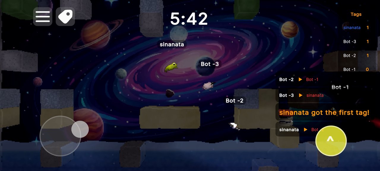 Tag Match — players chase each other across a space platformer arena